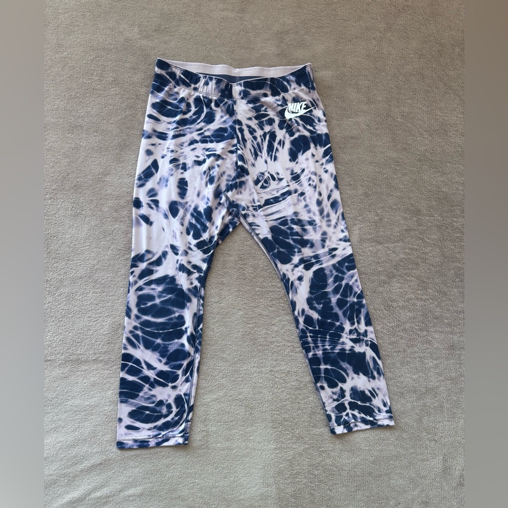 Nike Marble Pattern Leggings - Navy and Light Purple